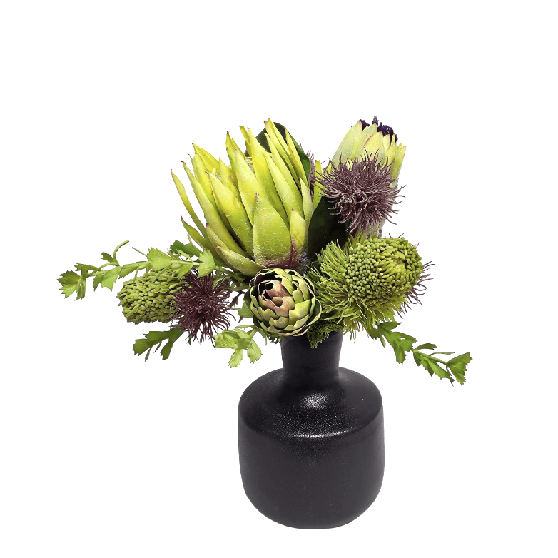 Mixed Proteas and Banksia in Bottle Vase 15"H x 14"W x 12"D - LDF Silk