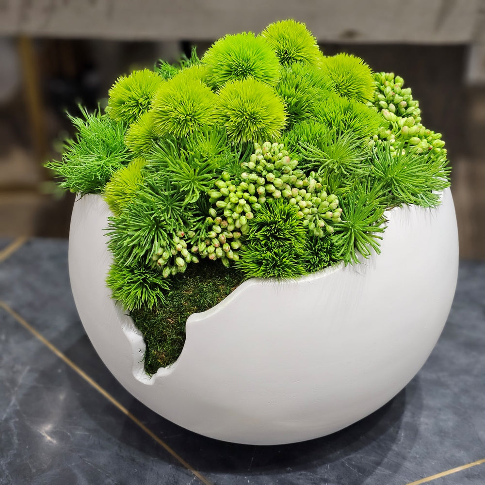 Mixed Spheres in Cracked Sphere. FH: 16"H - LDF Silk