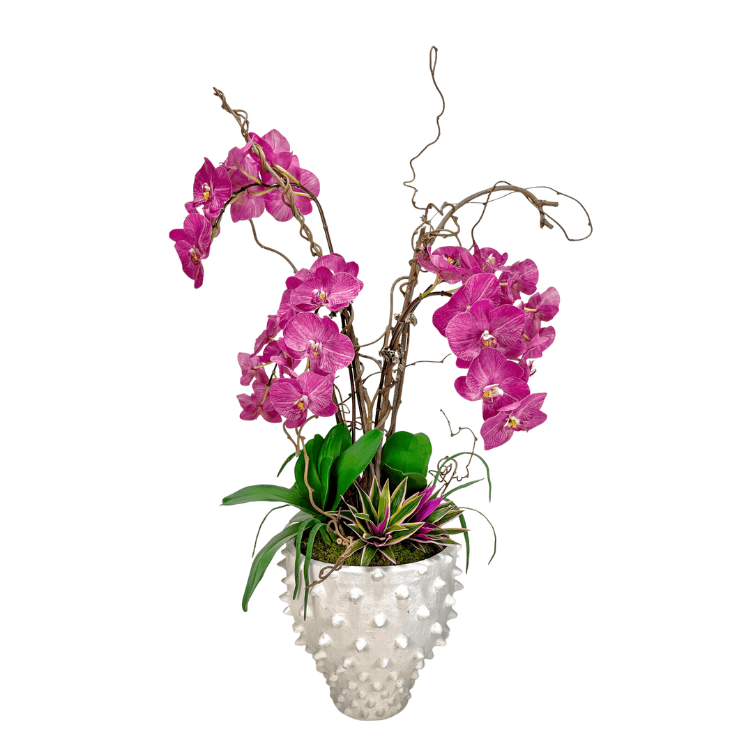 Orchids with Yucca and Kiwi Vines in Ceramic 44"H - LDF SilkFlorals