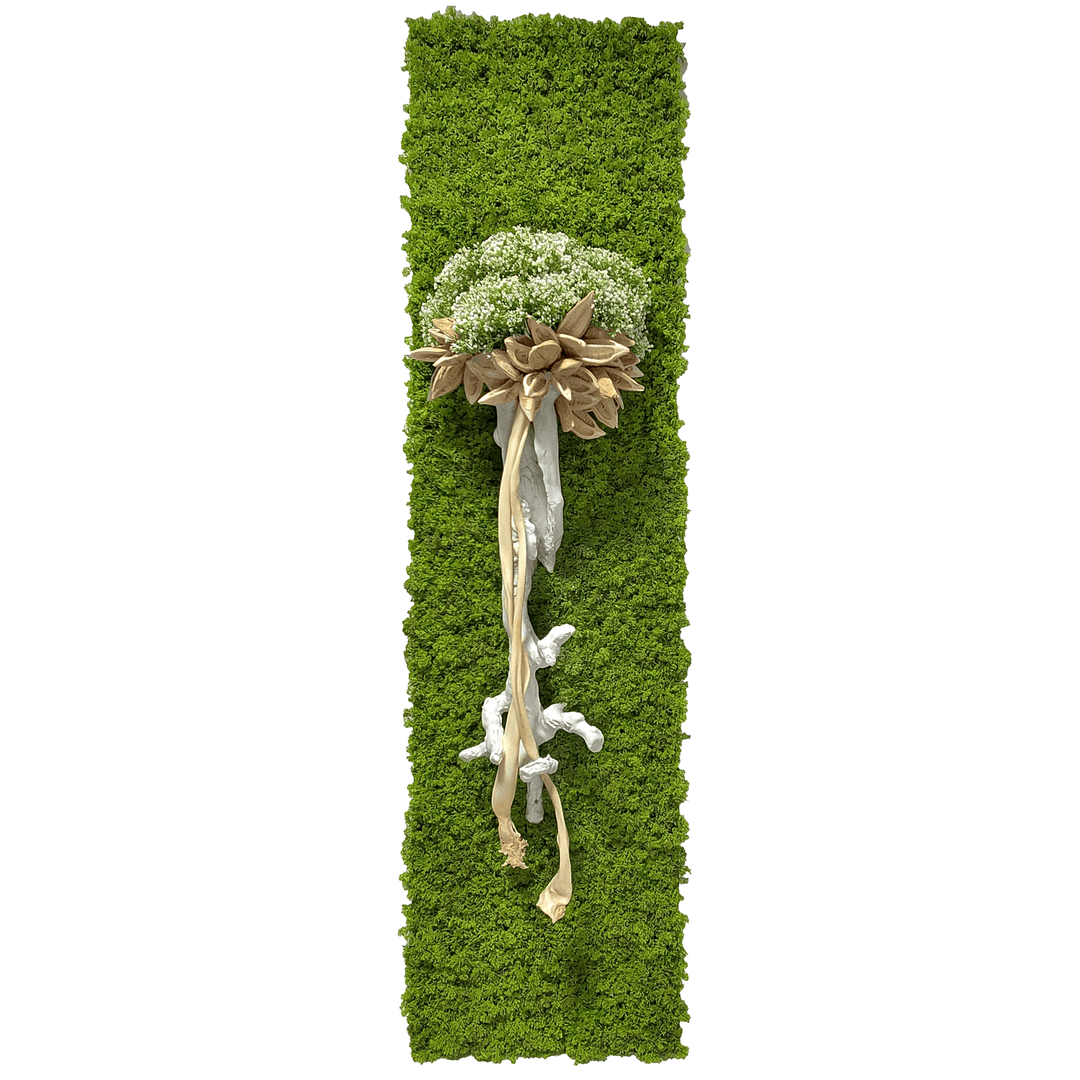 Organic Wall Art with Grapewood, Dried Kelp, Star Pods, Baby's Breath and Moss 78"H - LDF Silk