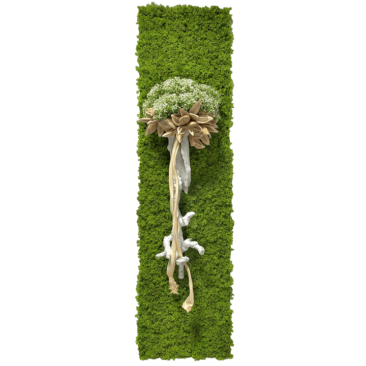 Organic Wall Art with Grapewood, Dried Kelp, Star Pods, Baby's Breath and Moss 78"H - LDF Silk
