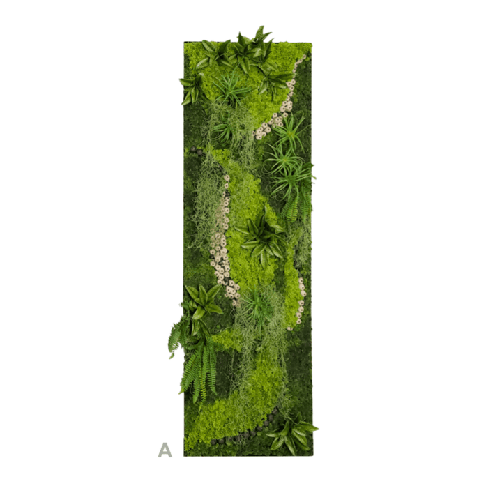 Organic Wall Art with Mixed Greenery with Glass and Wood Bead Design in Black Metal Frame - LDF Silk