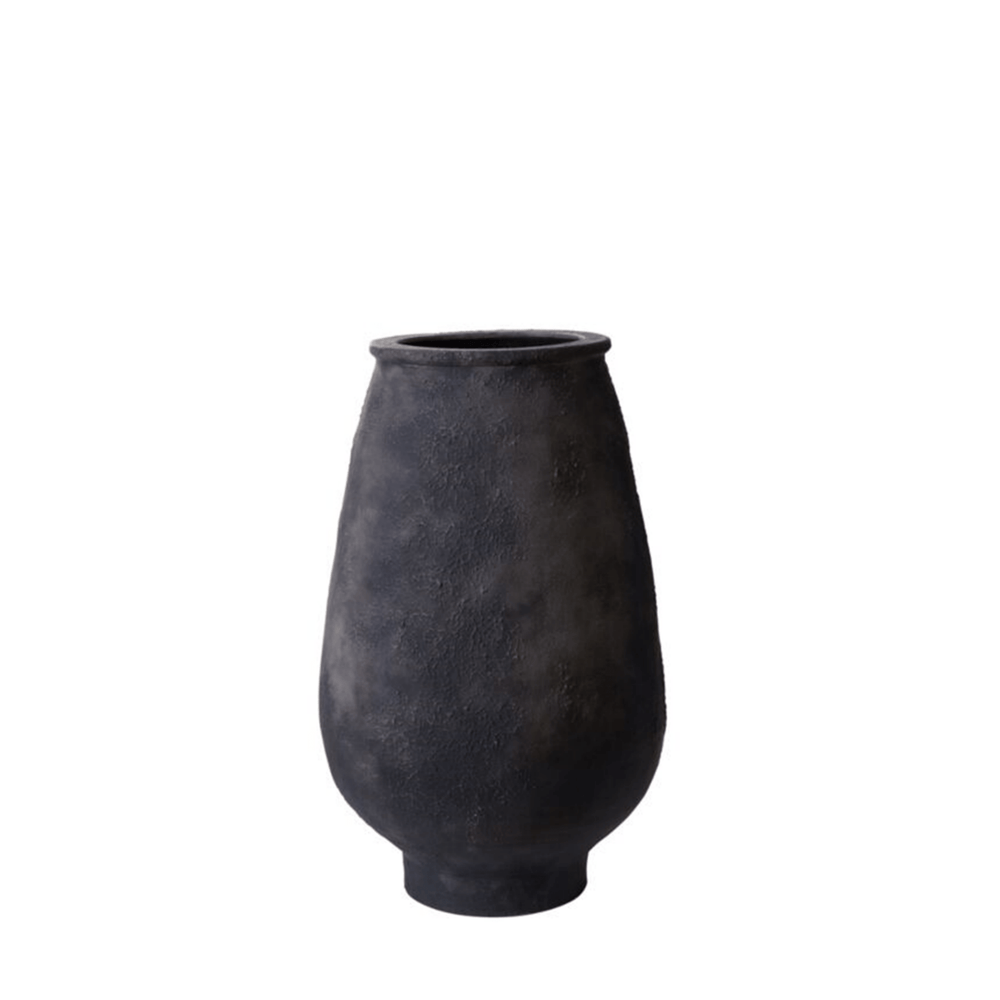 Outdoor Black Terra Cotta Footed Round Planter - 2 Sizes - LDF Silk