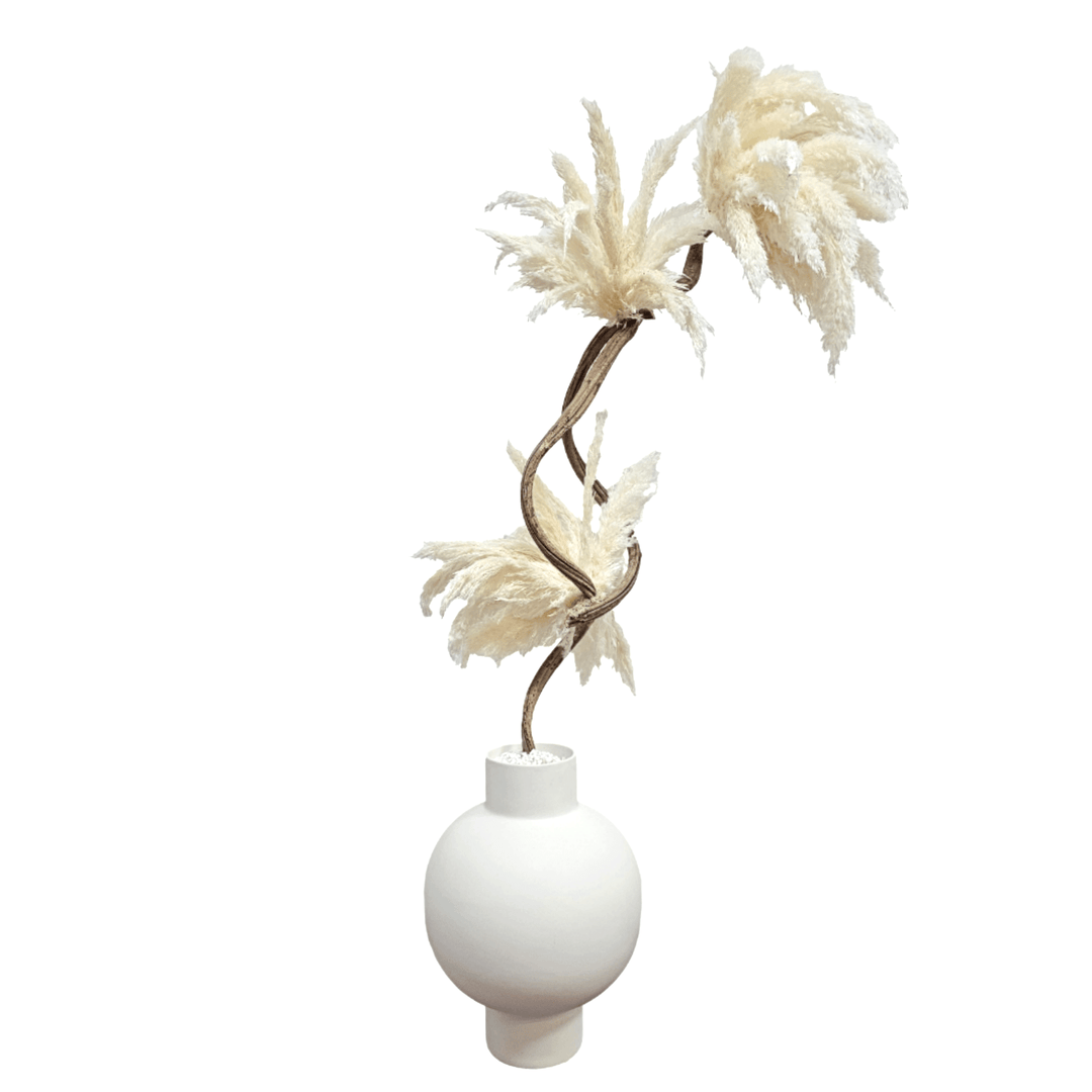 Pampas Grass on Curly Vine in Ceramic Vase 64"H - LDF Silk