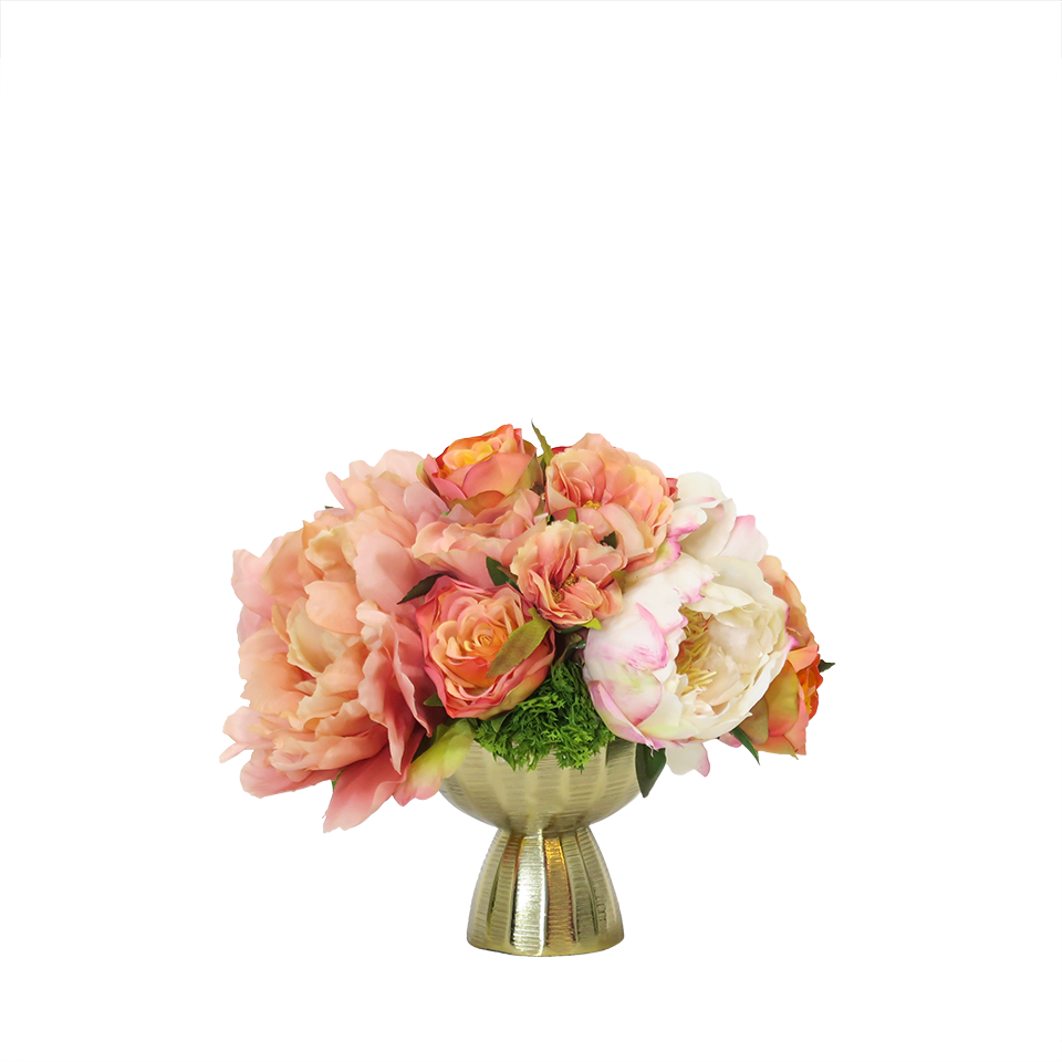 Peonies and Roses in Vase 8.5"H - LDF Silk