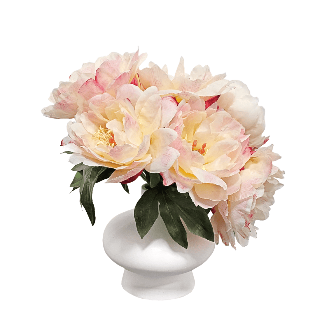 Peonies in Ceramic Vase. FH: 12"H - LDF SilkArtificial Flora