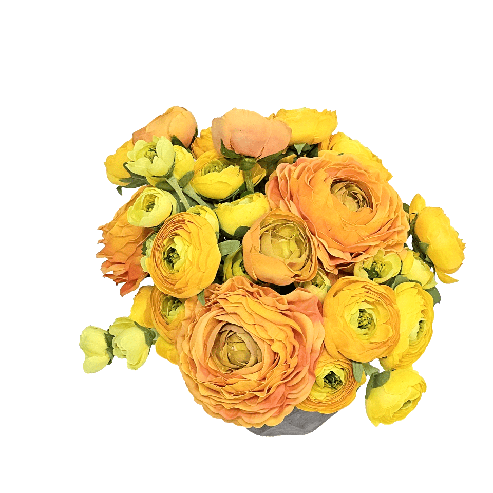 Peonies in Geometric Concrete 10"H - LDF Silk