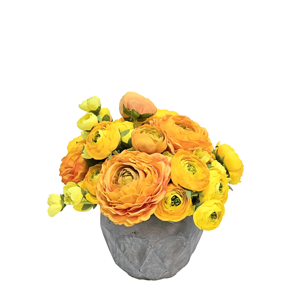 Peonies in Geometric Concrete 10"H - LDF Silk