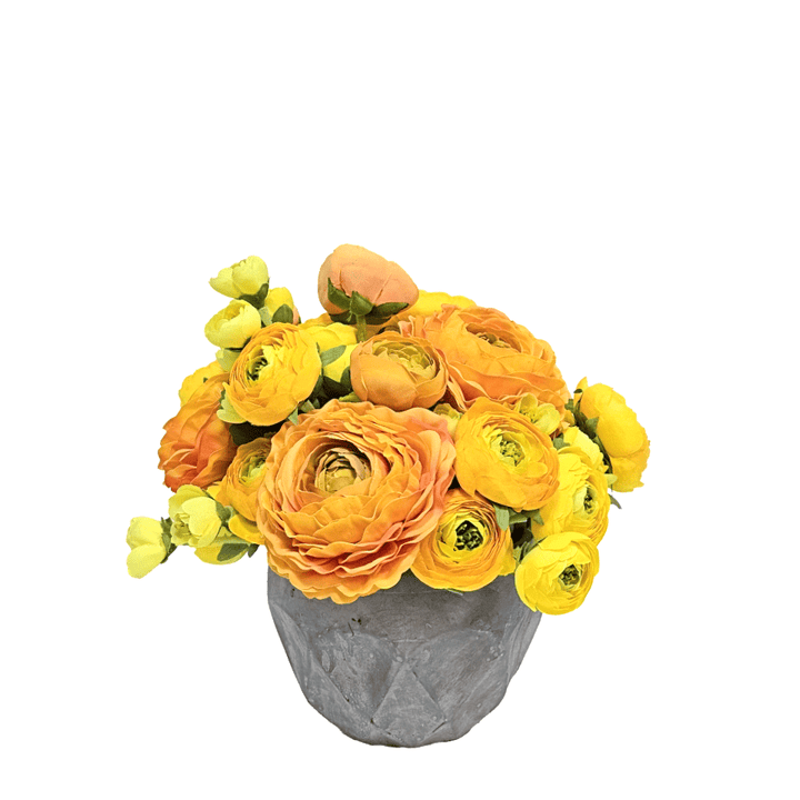 Peonies in Geometric Concrete 10"H - LDF Silk