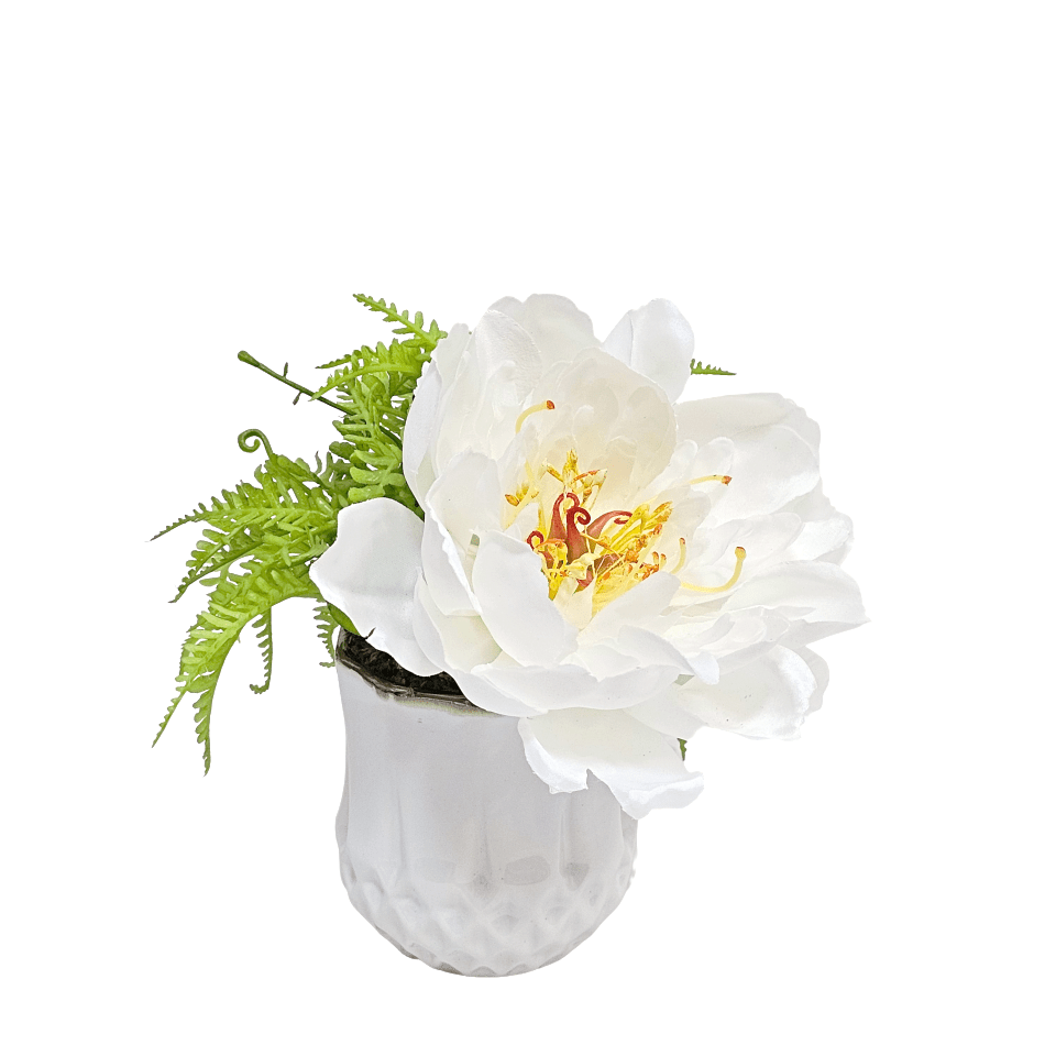 Peony in Textured Ceramic 6.5"H X 7"DIA - LDF Silk