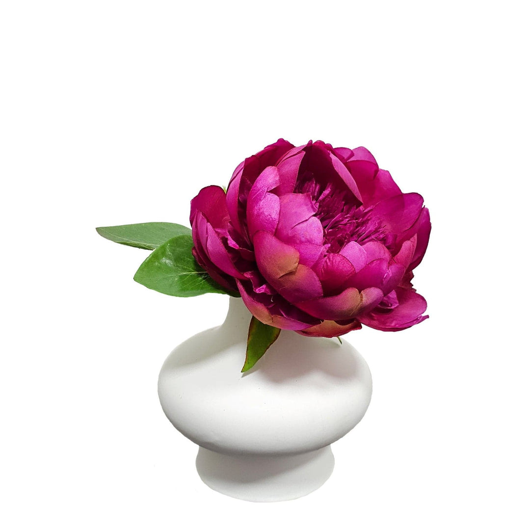 Peony in White Ceramic. FH: 9"H - LDF Silk