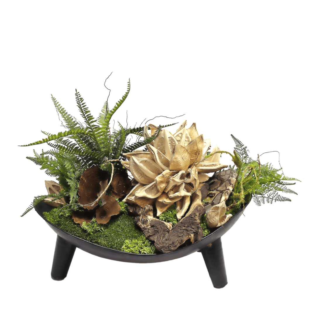 Petrified Wood, Pod Cluster, Ferns, and Calice 22"H - LDF Silk