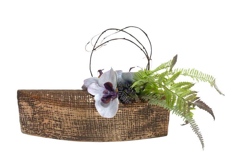 Phalaenopsis Orchids with Ferns and Succulents in Boat FH: 10" - LDF Silk
