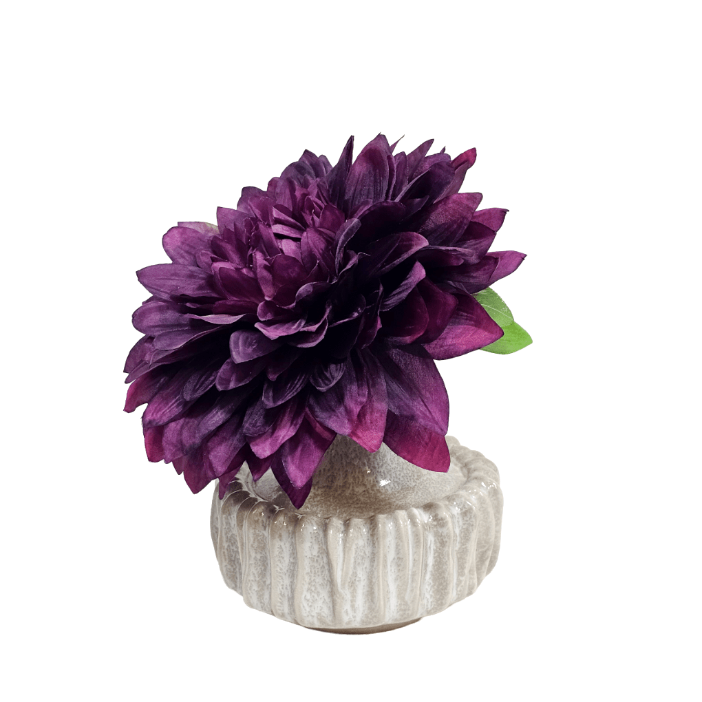 Purple Dahlia in Ceramic Vase 10"H - LDF Silk