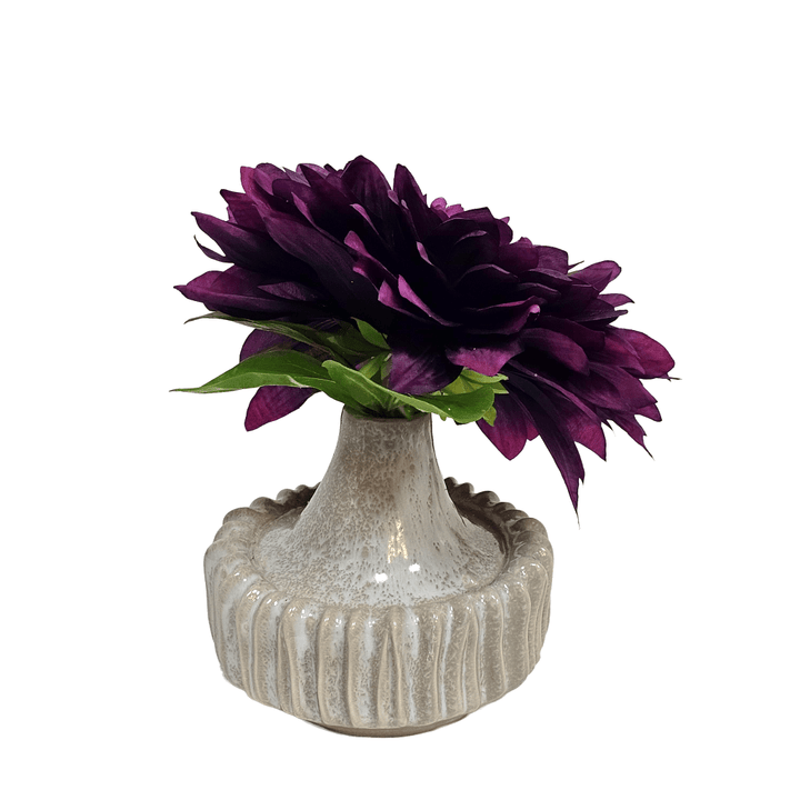 Purple Dahlia in Ceramic Vase 10"H - LDF Silk
