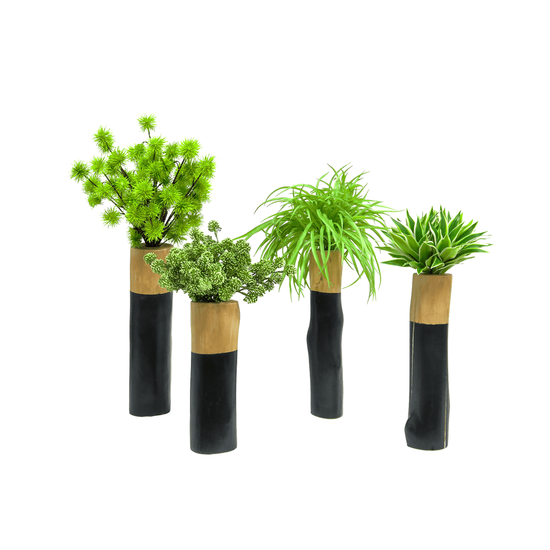 Rain Tree Grass in Slender Wooden Vase 22"H - LDF Silk