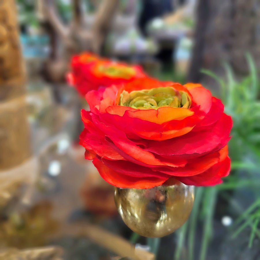 Ranunculus in Metal Vase 5"H - LDF Silk