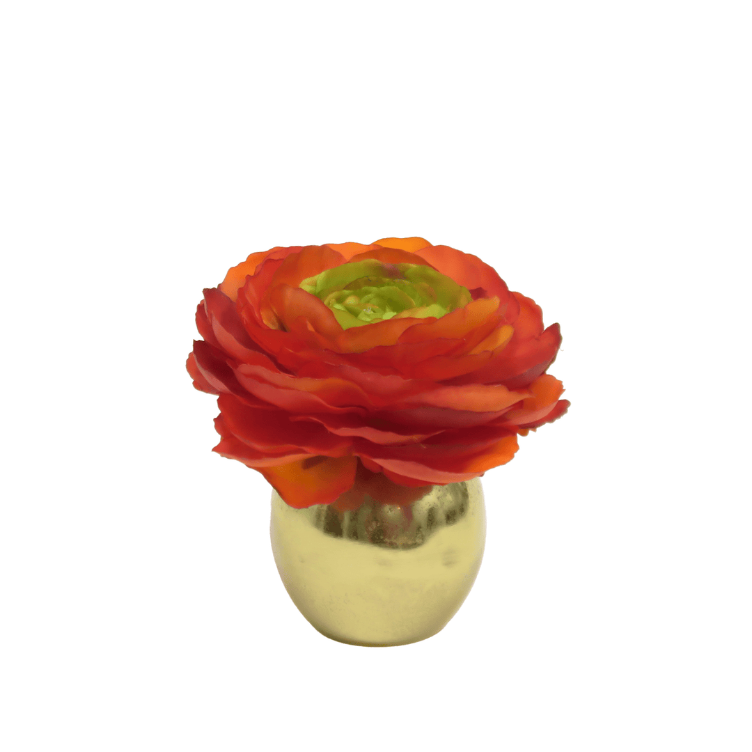 Ranunculus in Metal Vase 5"H - LDF Silk