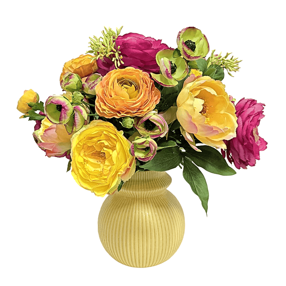 Ranunculus, Peonies and Dogwood Seed in Vase 16"H - LDF Silk