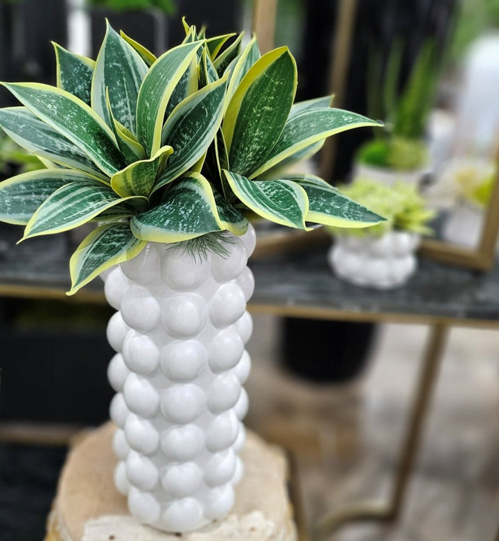 Sanseveria in Textured Ball Cylinder Vase. FH: 18" - LDF SilkArtificial Flora