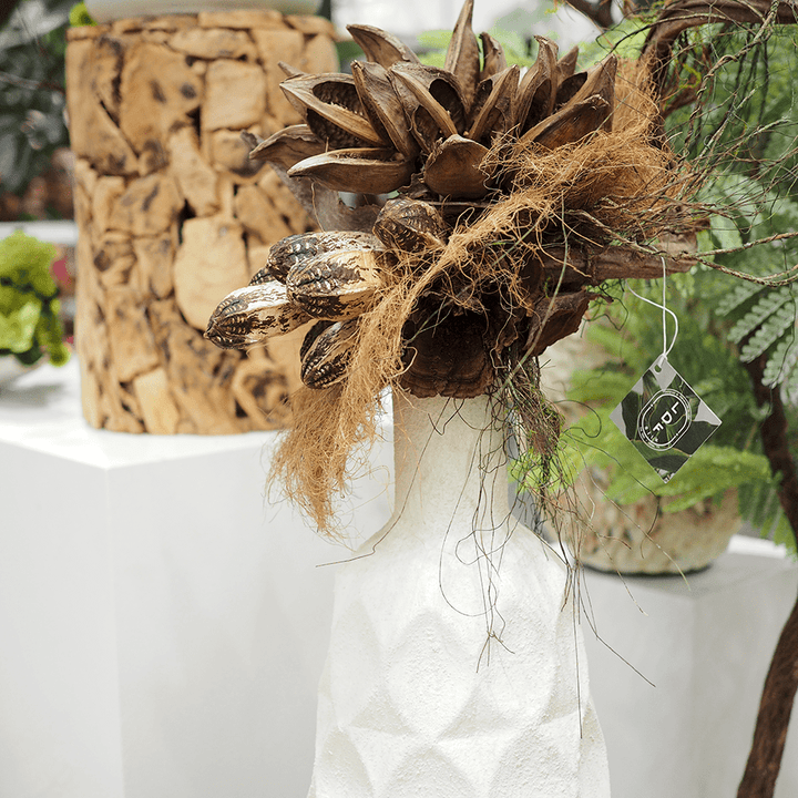 Sculptural Naturals in Textured Round Vase 43"H - LDF SilkArtificial Flora