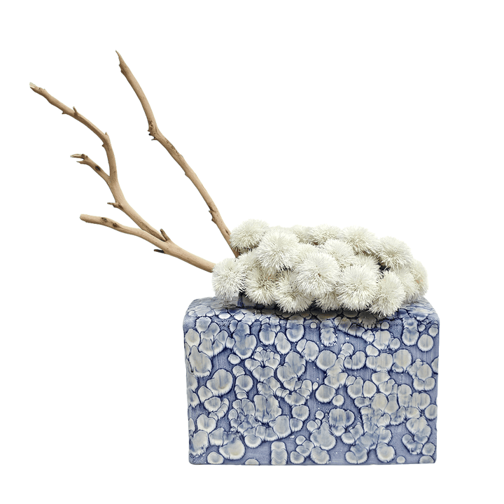 Sedum with Manzanita in Patterned Ceramic Short 27"H - LDF Silk