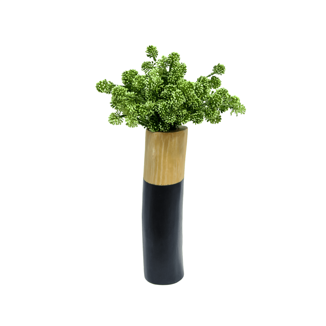 Soft Sedum Bush in Slender Wooden Vase 18"H - LDF Silk