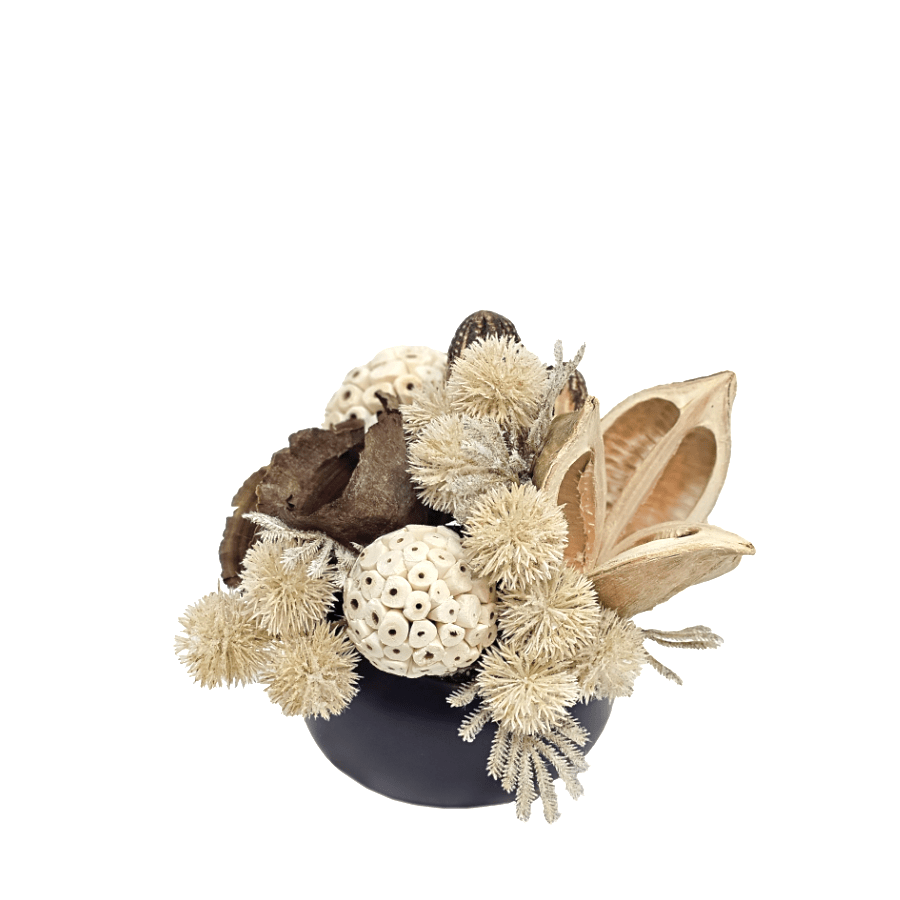 Sora Pods, Calice, Natural Spheres, Pods and Thistle in Ceramic 8"H - LDF Silk