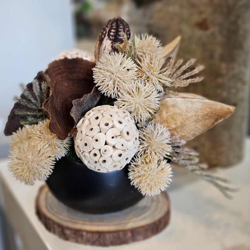 Sora Pods, Calice, Natural Spheres, Pods and Thistle in Ceramic 8"H - LDF Silk