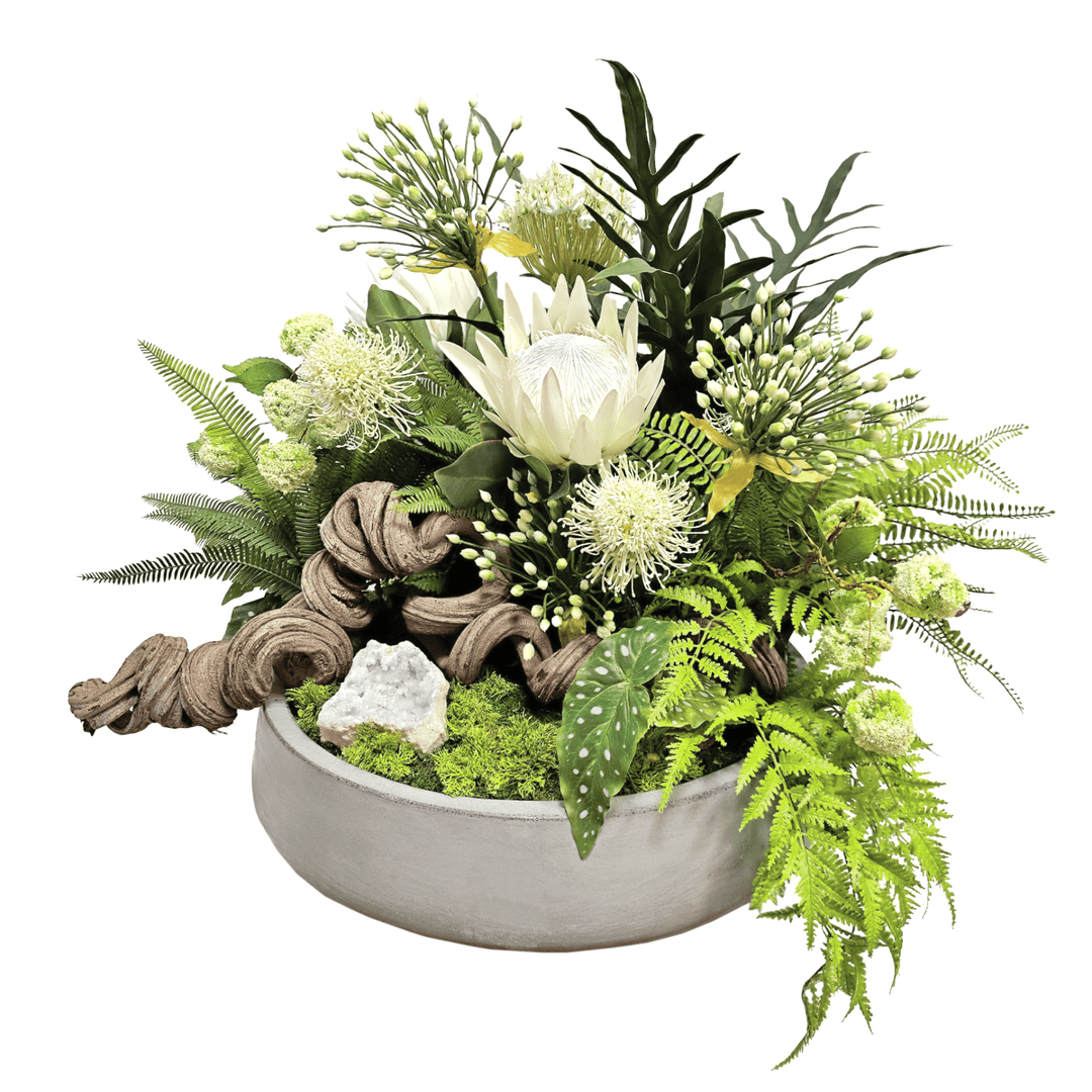 Specimen Jungle Vine with Protea, Allium and Ferns in Bowl 28"H - LDF Silk