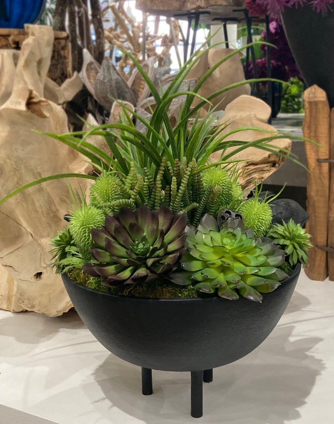 moss and succulents Succulents, Moss, and Sora Pods in Container FH: 18" – LDF Silk
