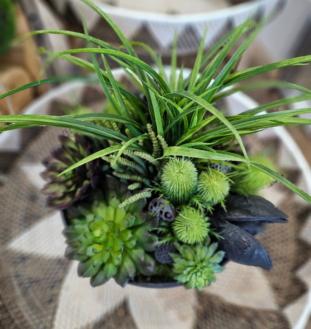 succulent moss Succulents, Moss, and Sora Pods in Container FH: 18" – LDF Silk