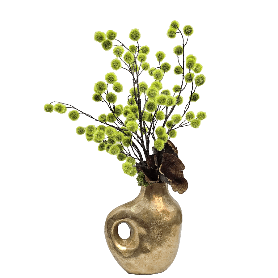 Thistle Balls with Calice in Metal Vase 31"H - LDF Silk