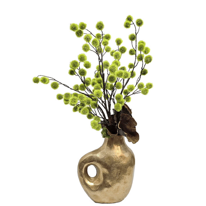 Thistle Balls with Calice in Metal Vase 31"H - LDF Silk