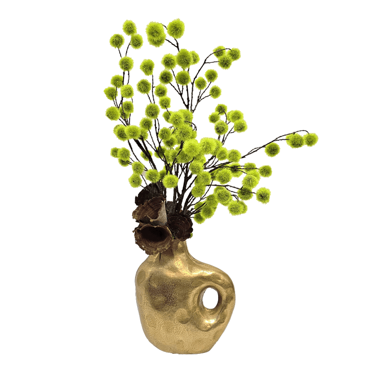 Thistle Balls with Calice in Metal Vase 31"H - LDF Silk