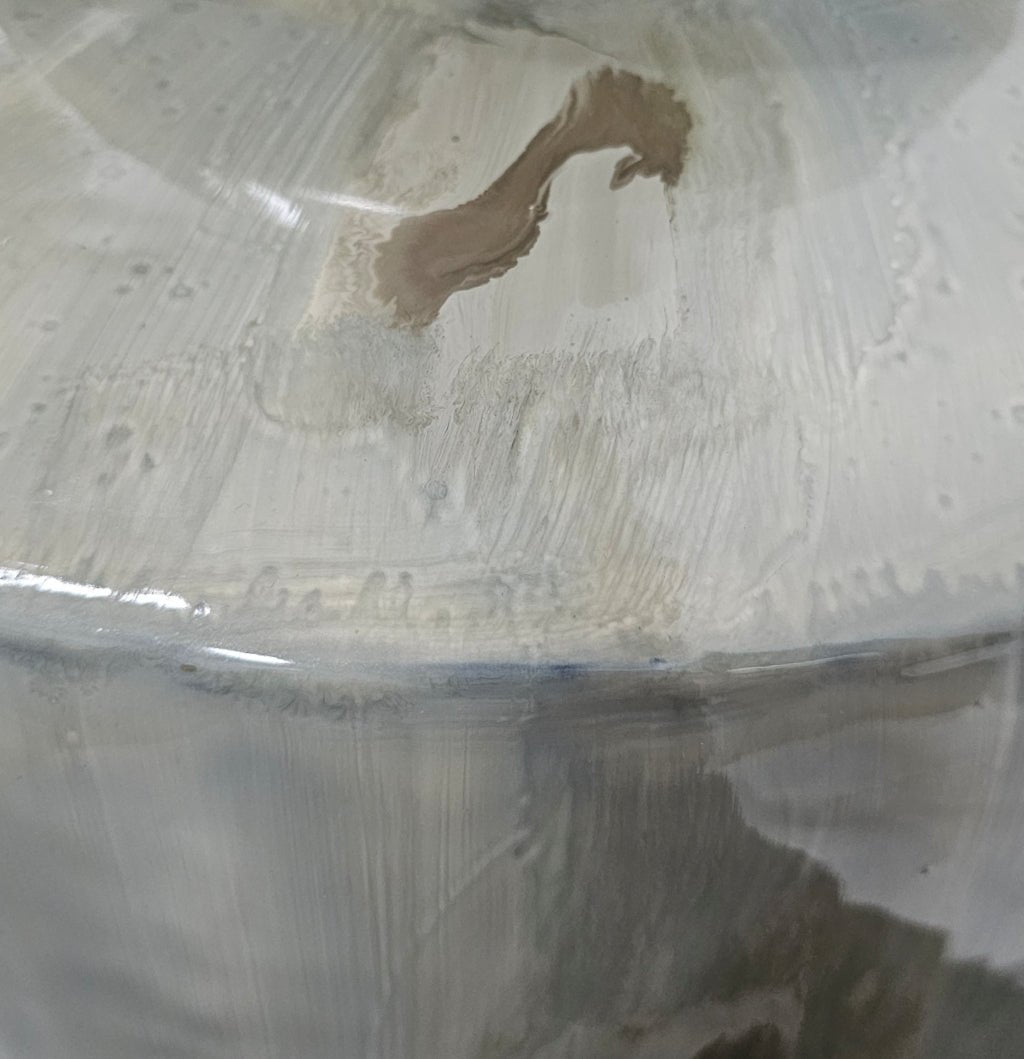 Tillandsia and Pods on Ghostwood in Round Metal Container FH: 53" - LDF Silk