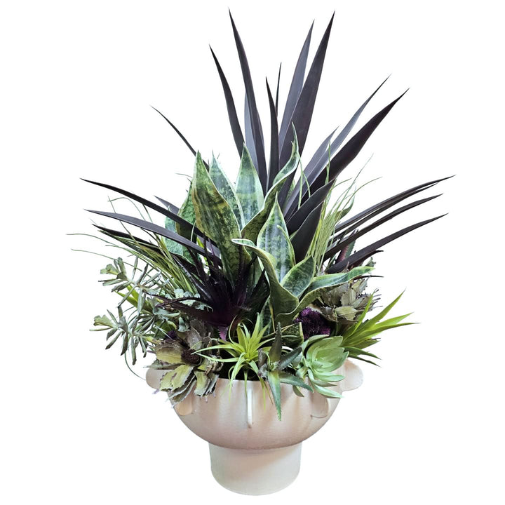 Yucca, Sansevieria and Succulents in Decorative Footed Ceramic 36"H - LDF Silk