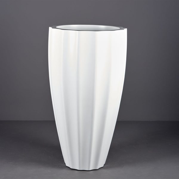 Tall Fluted Round Container for Indoor and Outdoor Use