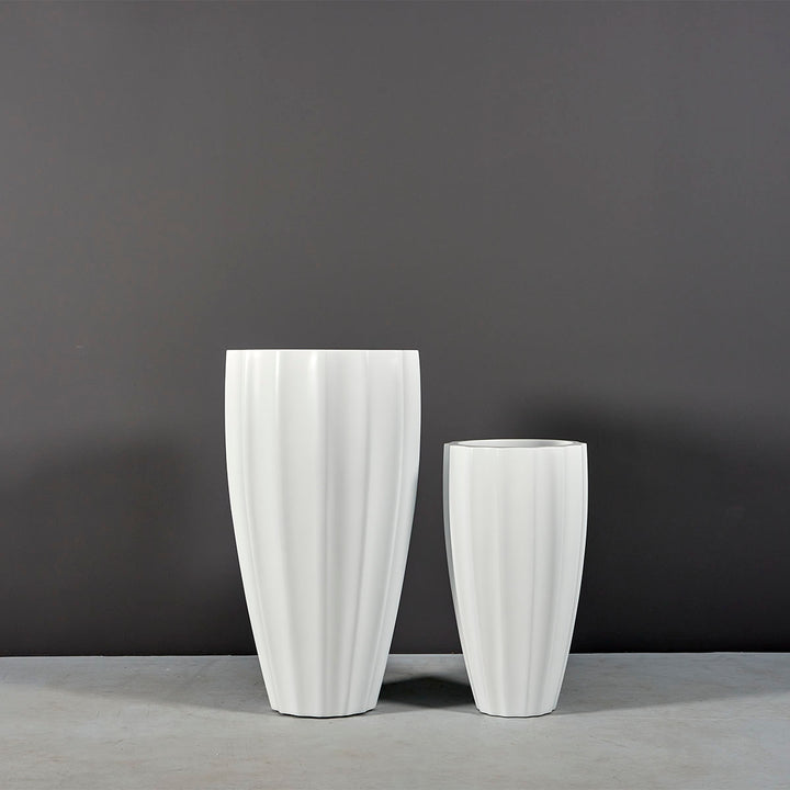 Tall Fluted Round Container for Indoor and Outdoor Use