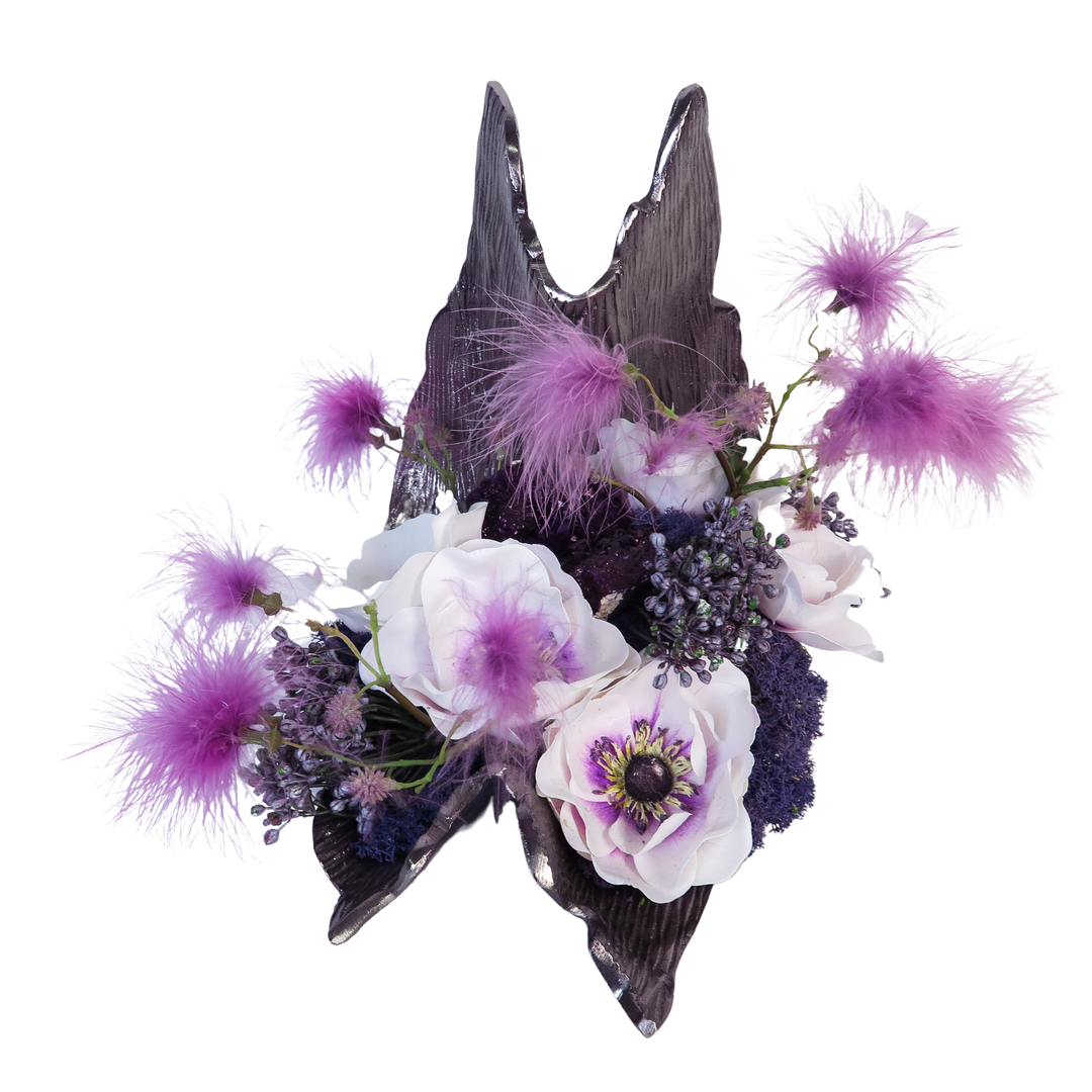 Poppy Anemone with Smoke Tree Blossom and Geode in Platter