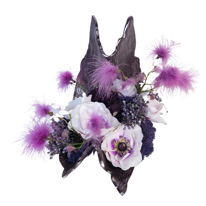 Poppy Anemone with Smoke Tree Blossom and Geode in Platter