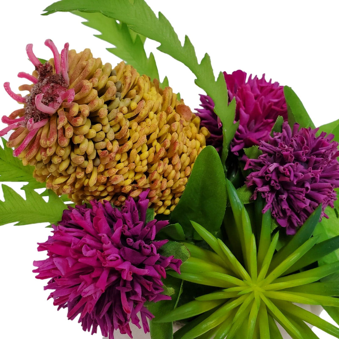Banksia with Clover and Succulent in Container 8"H - LDF Silk