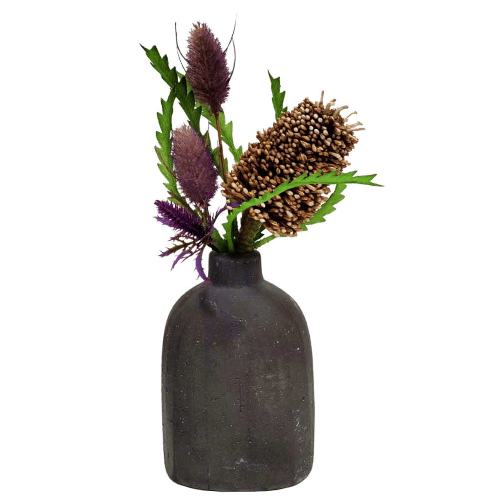 Banksia with Hare's Tail and Thistle in Ceramic 11.5"H - LDF Silk