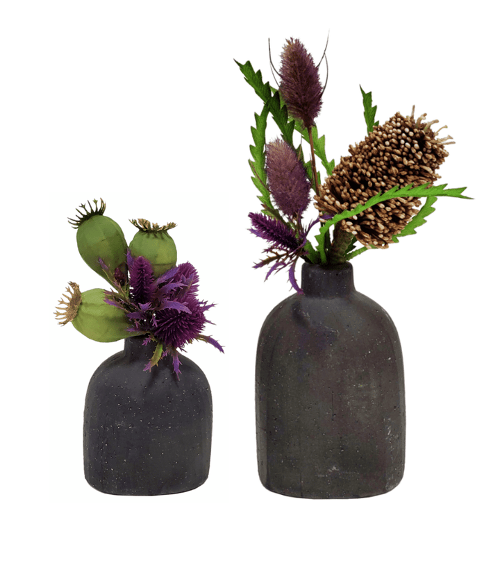 Banksia with Hare's Tail and Thistle in Ceramic 11.5"H - LDF Silk