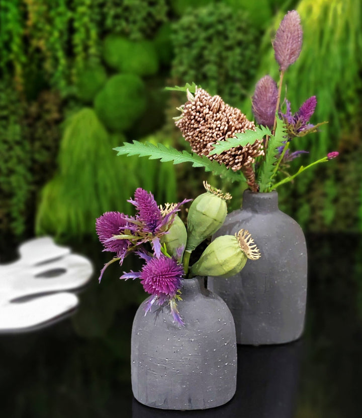 Banksia with Hare's Tail and Thistle in Ceramic 11.5"H - LDF Silk