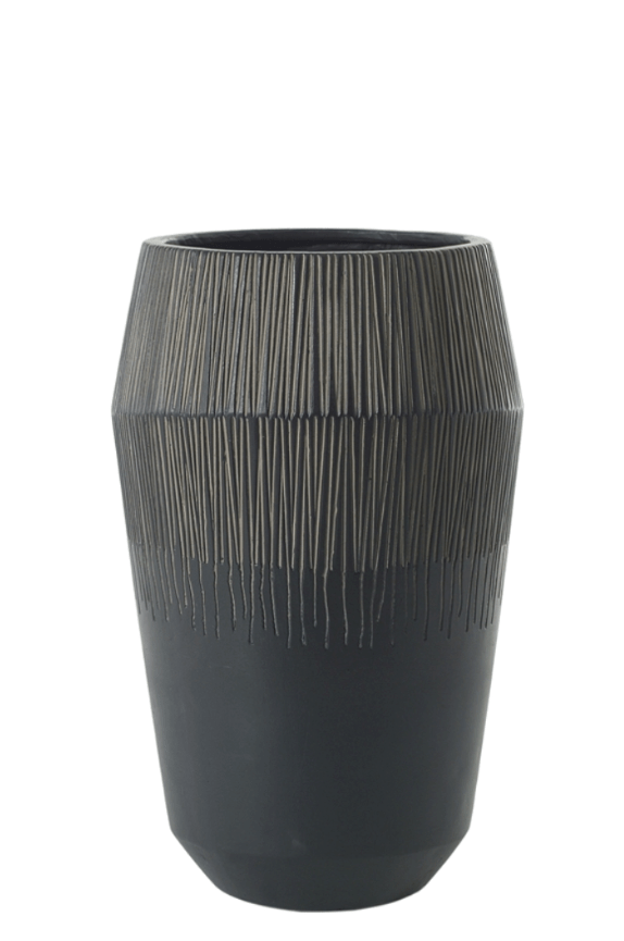 Black Textured Fiberstone Tall Round Container - LDF Silkcontainers