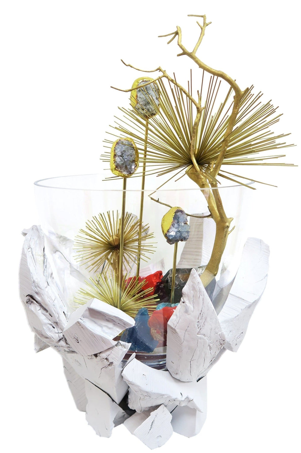 Celestite Crystals and Spikes in Vase - LDF SilkStatue