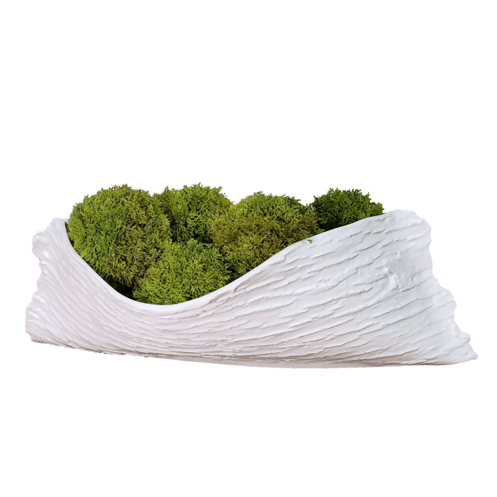 Ceramic Filled with Loose Faux Moss Spheres 8"H - LDF Silk