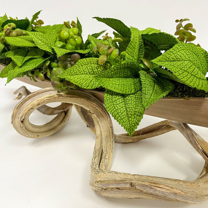 Coleus Leaves and Jade in Coco Boat on Curly Branches - LDF Silkplants