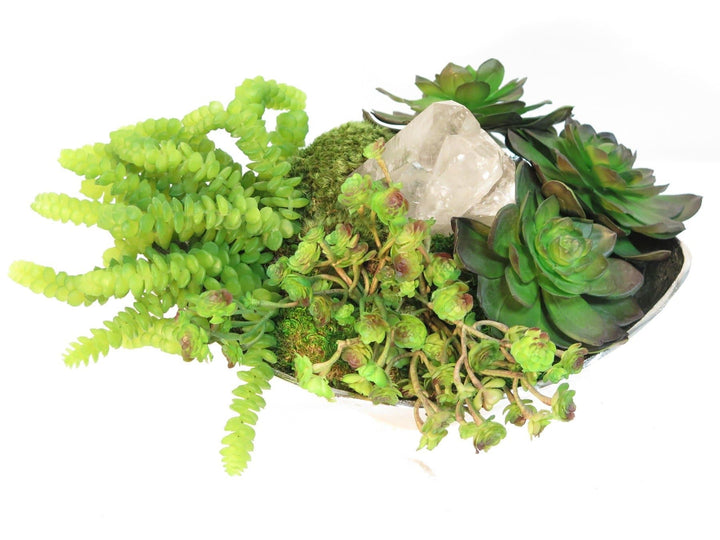Mixed Succulents with Crystal in Bowl